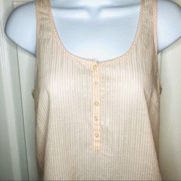 JCrew Factory Stripe Sequin Cotton Tank Peach 2 - Picture 2 of 8